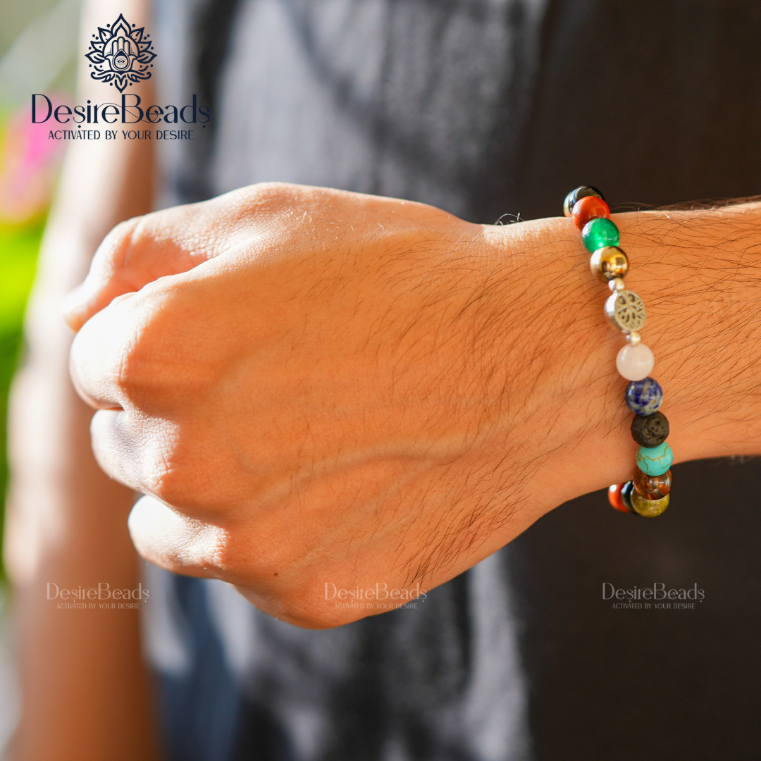 DesireBeads Wish Tree Bracelet – Rose Quartz | Lapis Lazuli | Lava Stone | African Turquoise | Tiger Eye | Red Jasper | Black Onyx | Green Agate | Golden Pyrite | Green Onyx