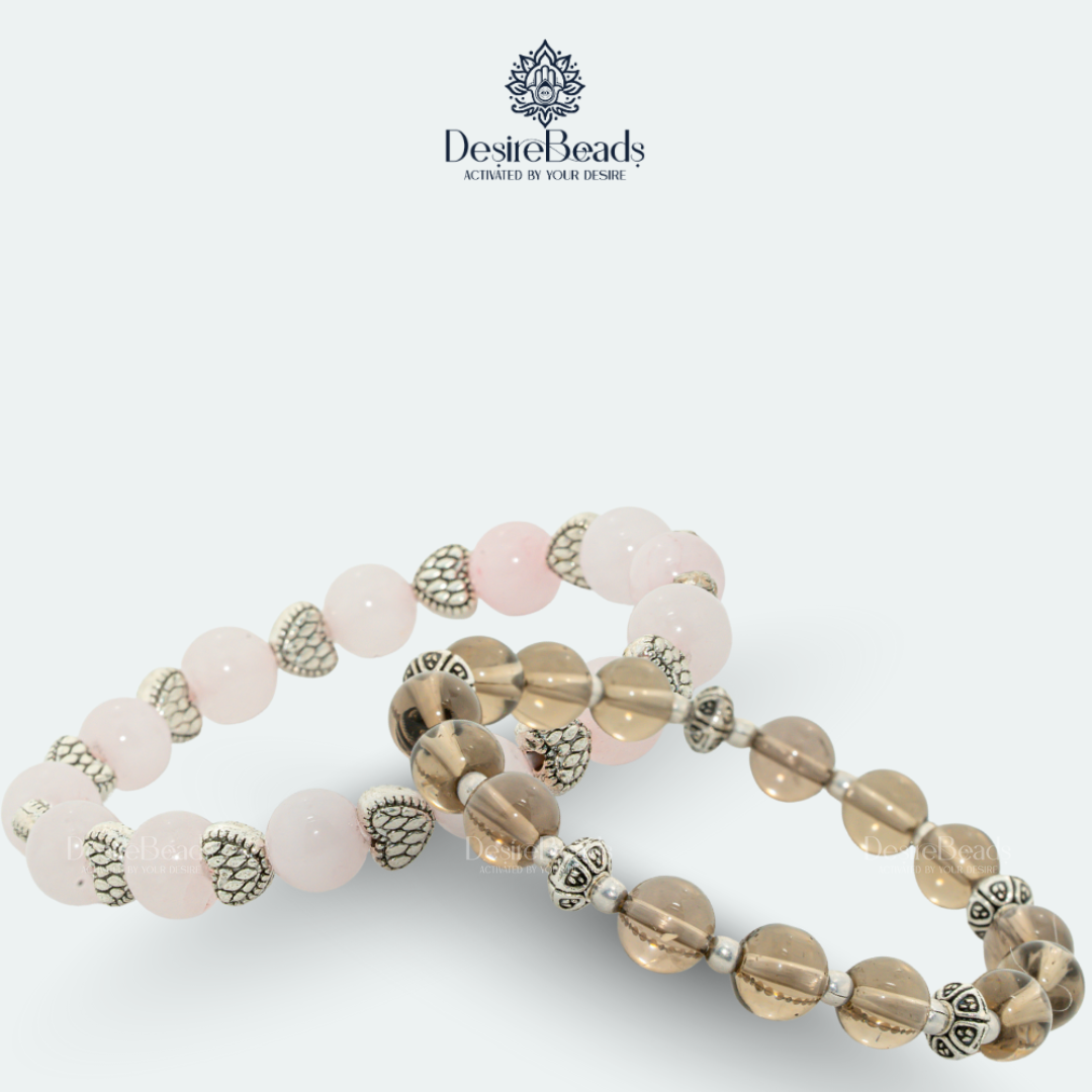 DesireBeads Love Legacy Combo - Rose Quartz for Her| Smoky Quartz for Him