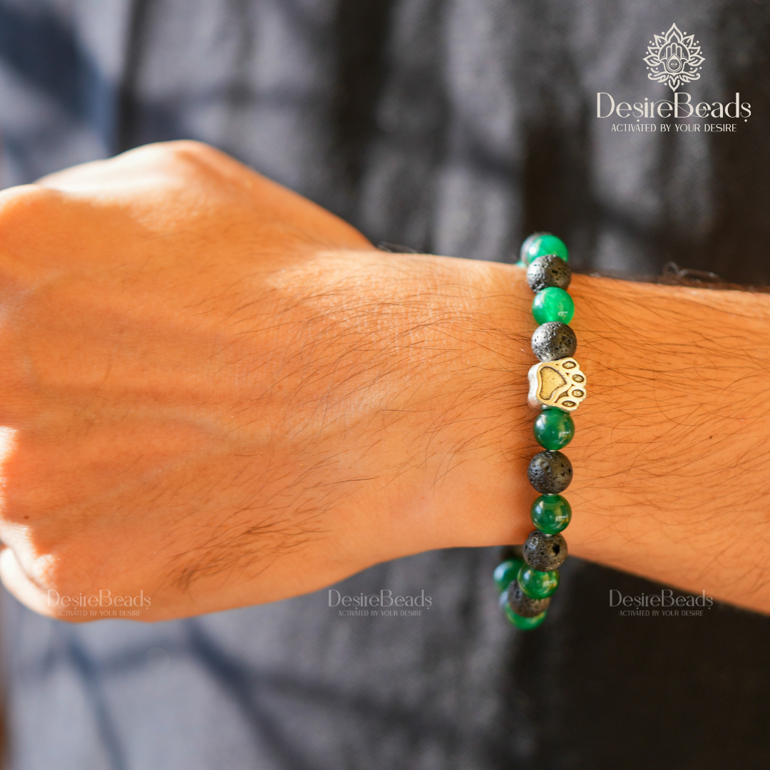 DesireBeads Wild Force Bracelet – Green Onyx | Lava Stone