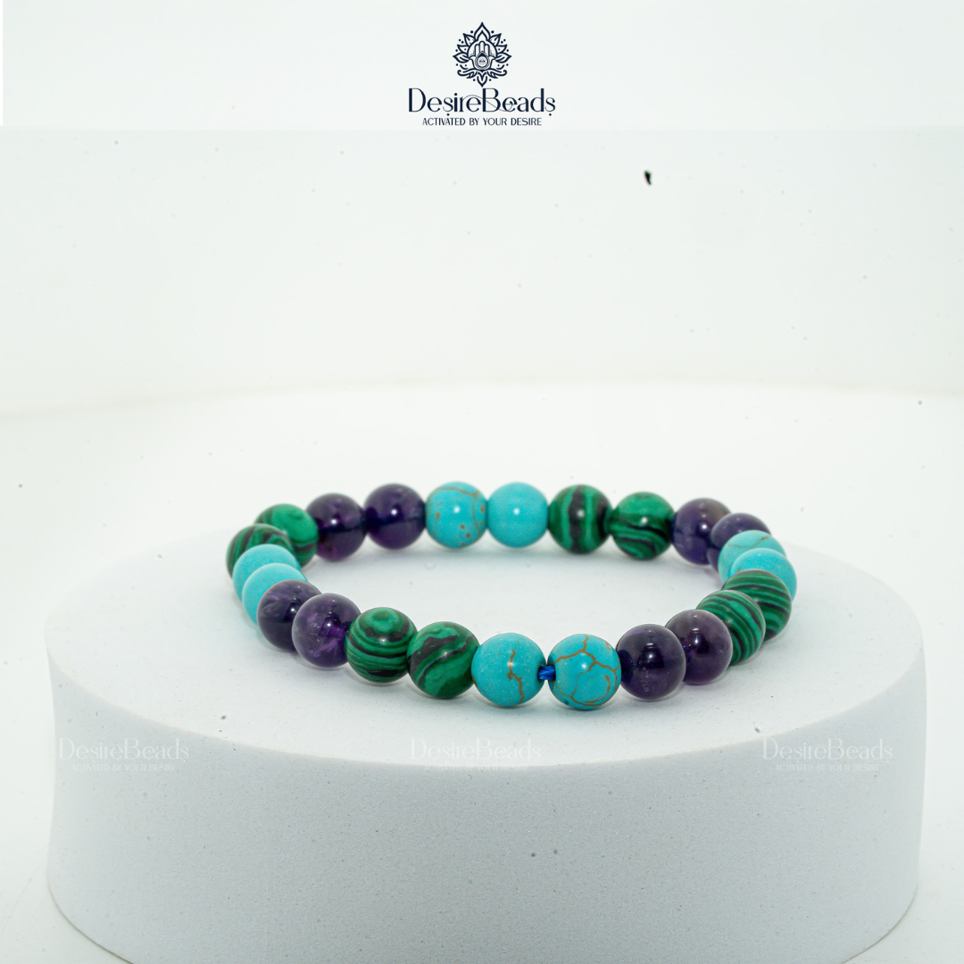 DesireBeads Mind Align Bracelet - Malachite | Amethyst | African Turquoise