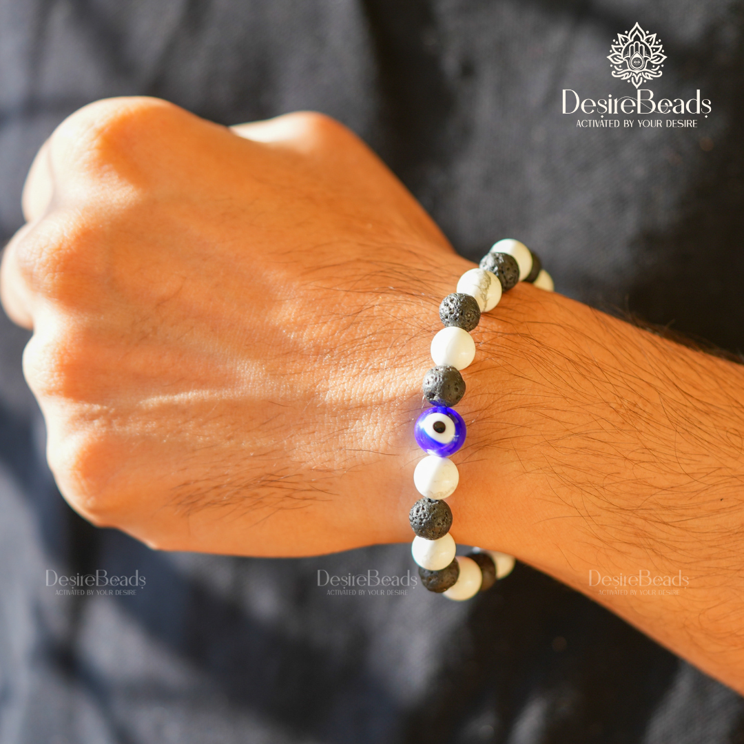 DesireBeads Power Core Bracelet – Howlite | Lava Stone