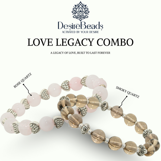 DesireBeads Love Legacy Combo - Rose Quartz for Her| Smoky Quartz for Him