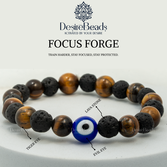 DesireBeads Focus Forge Bracelet - Lava Stone | Tiger Eye | Evil Eye