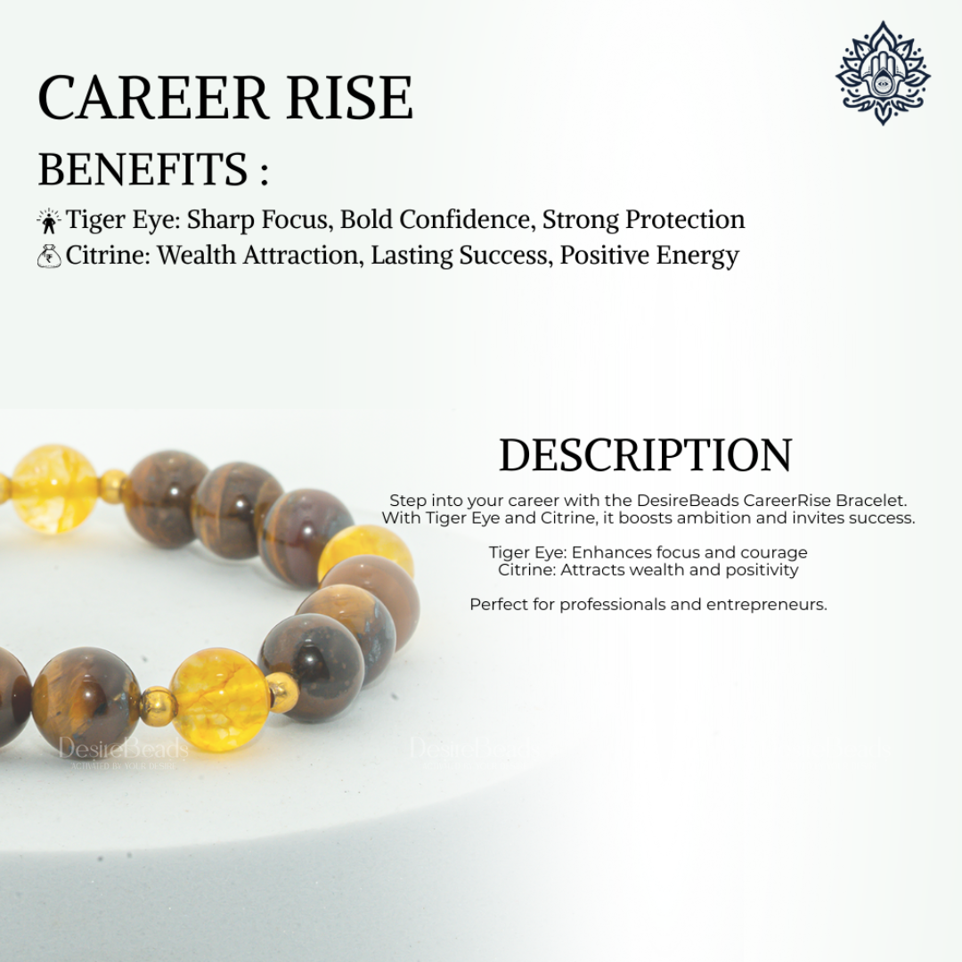 DesireBeads Career Rise Bracelet - Tiger Eye | Citrine