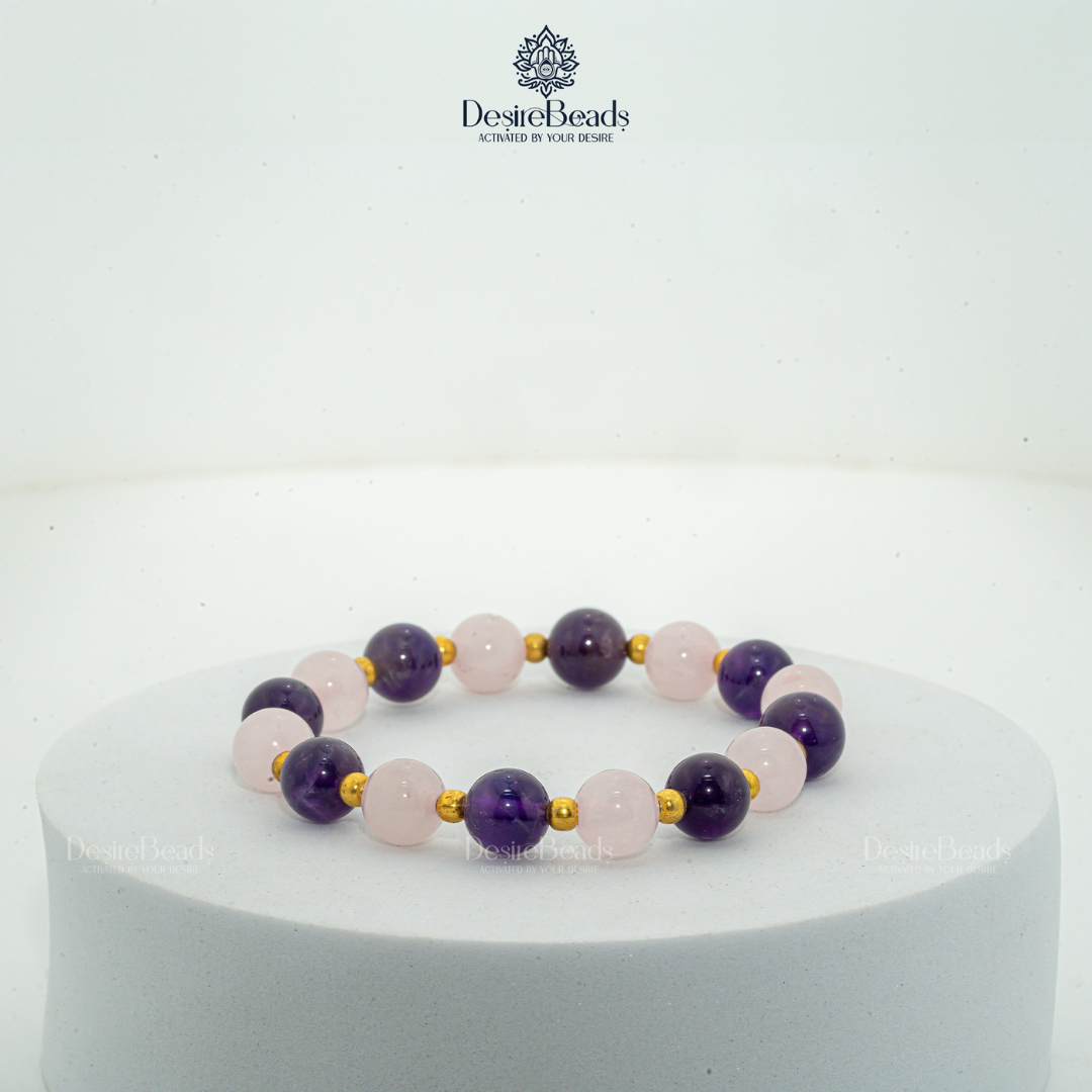 DesireBeads Rose Amor Bracelet – Rose Quartz | Amethyst