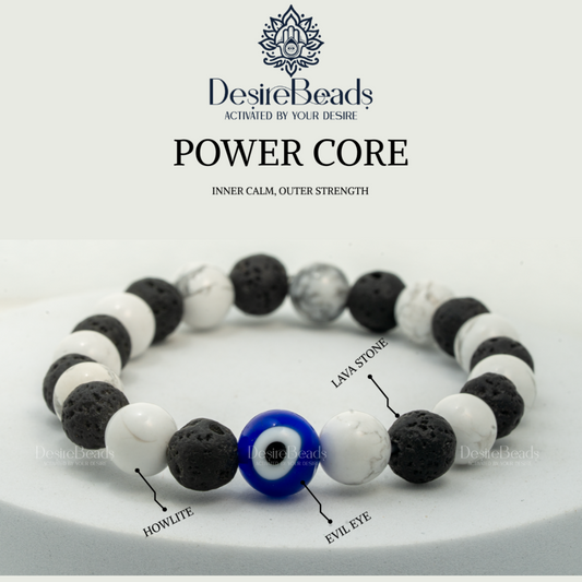 DesireBeads Power Core Bracelet – Howlite | Lava Stone
