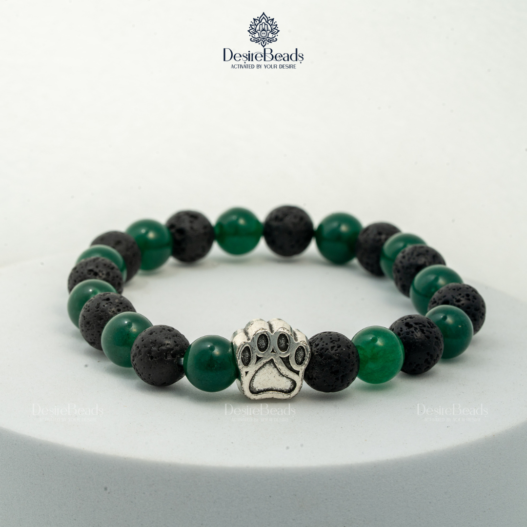 DesireBeads Wild Force Bracelet – Green Onyx | Lava Stone