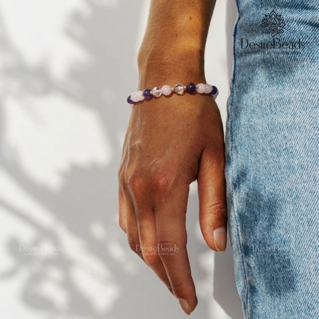 DesireBeads Rose Amor Bracelet – Rose Quartz | Amethyst