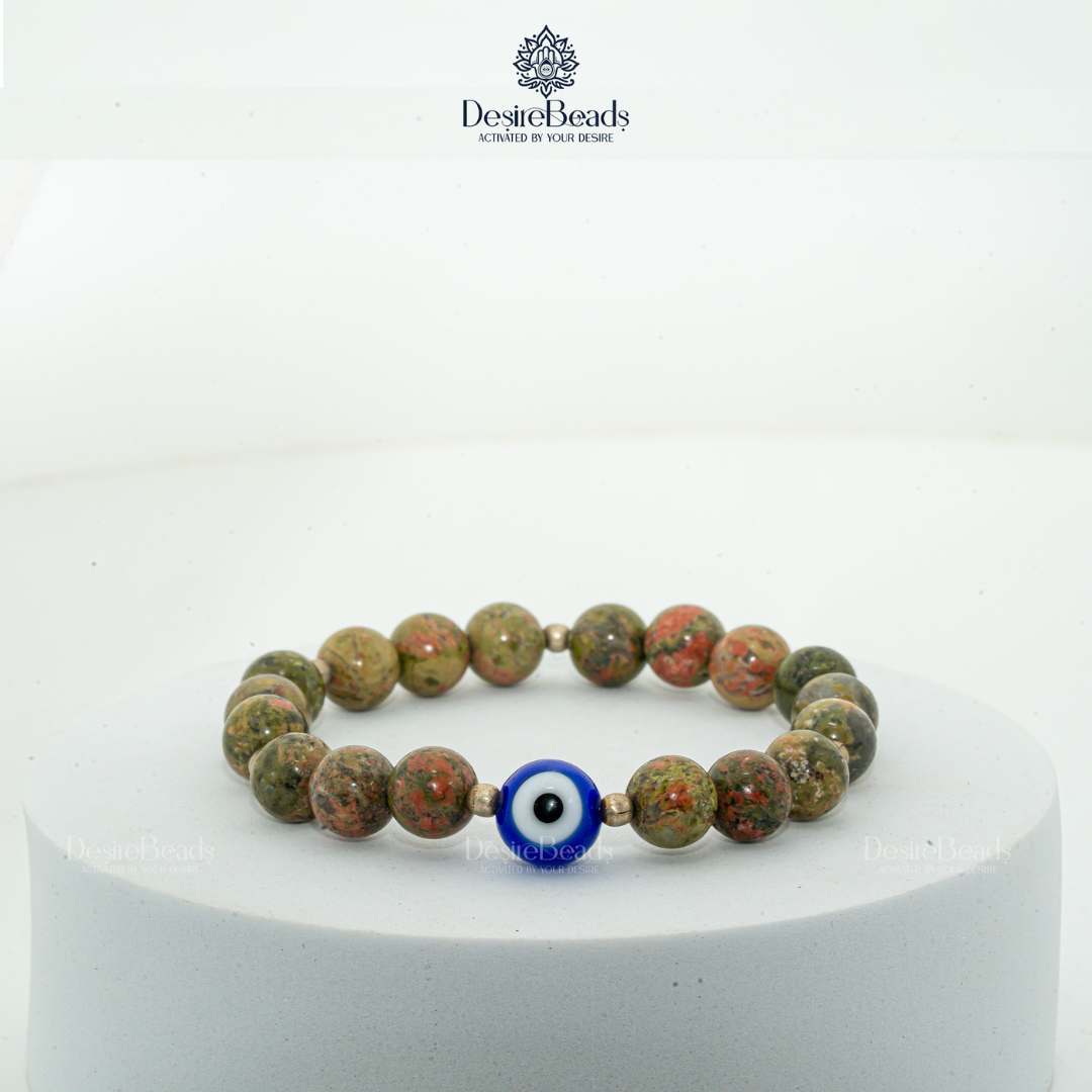 DesireBeads Evil Eye Energy Flow Bracelet - Unakite Jasper | Evil Eye