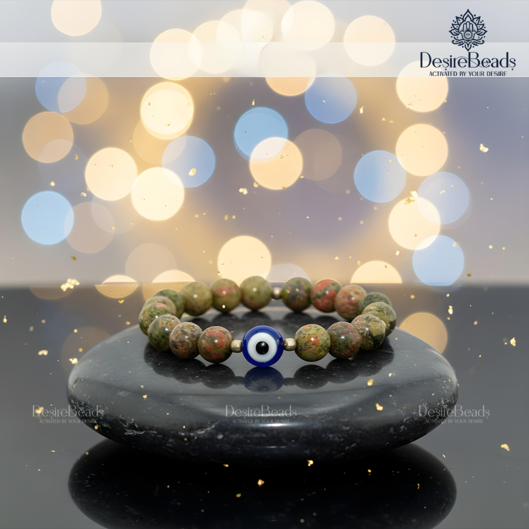 DesireBeads Evil Eye Energy Flow Bracelet - Unakite Jasper | Evil Eye