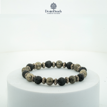 DesireBeads Fortune Spark Bracelet - Pyrite | Lava Stone