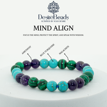 DesireBeads Mind Align Bracelet - Malachite | Amethyst | African Turquoise