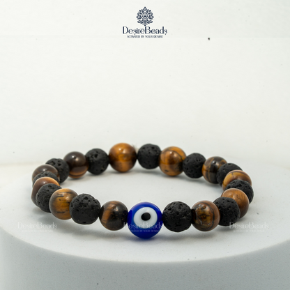 DesireBeads Focus Forge Bracelet - Lava Stone | Tiger Eye | Evil Eye