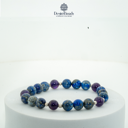 DesireBeads Knowledge Flow Bracelet - Amethyst | Lapis Lazuli
