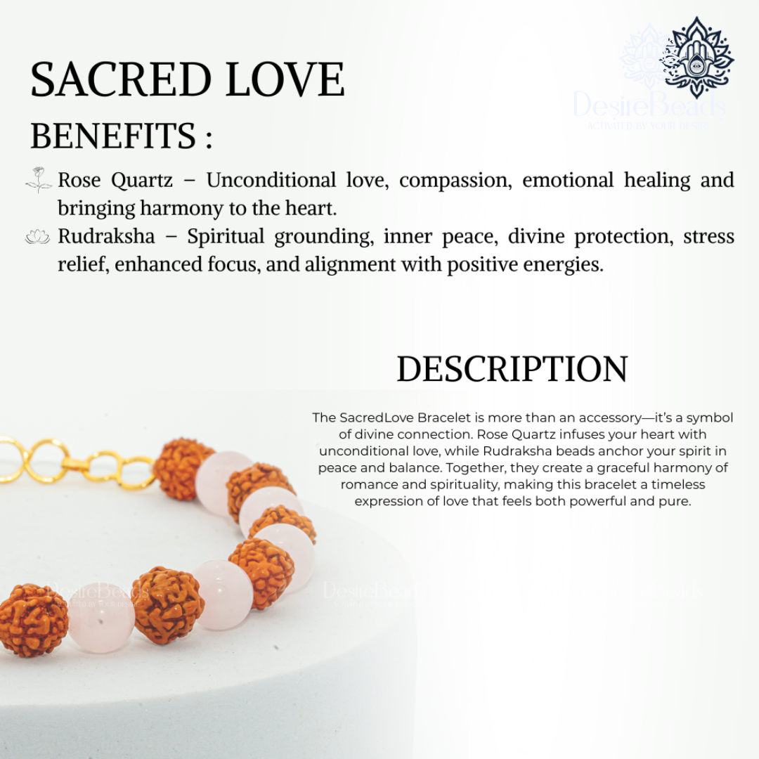 DesireBeads Sacred Love Bracelet – Rose Quartz | Rudraksh