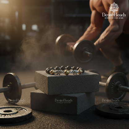 DesireBeads Strength Tusker Bracelet – Golden Pyrite | Lava Stone