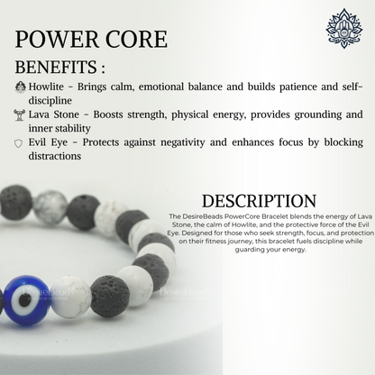DesireBeads Power Core Bracelet – Howlite | Lava Stone