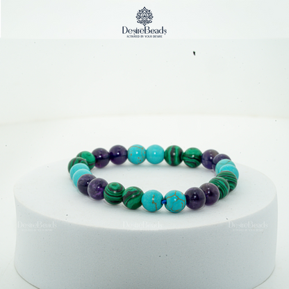 DesireBeads Mind Align Bracelet - Malachite | Amethyst | African Turquoise
