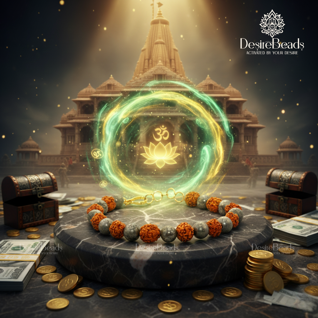 DesireBeads Protector of Wealth Bracelet – Rudraksh | Pyrite