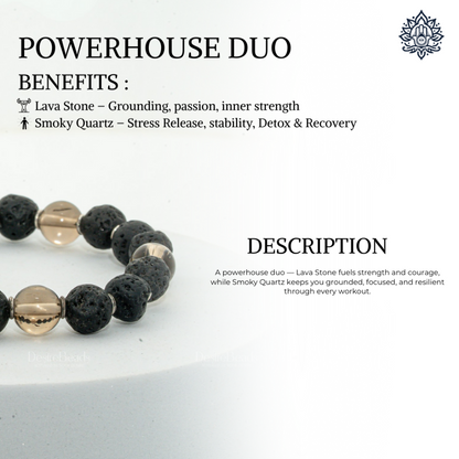 Power house duo - Smokey Quartz | Lava Stone