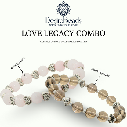 DesireBeads Love Legacy Combo - Rose Quartz for Her| Smoky Quartz for Him