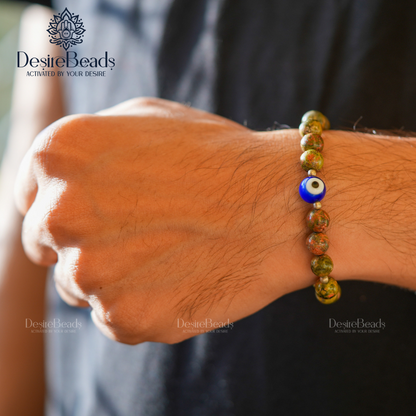DesireBeads Evil Eye Energy Flow Bracelet - Unakite Jasper | Evil Eye