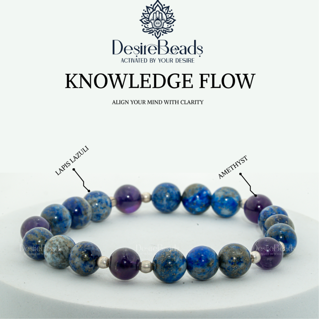 DesireBeads Knowledge Flow Bracelet - Amethyst | Lapis Lazuli