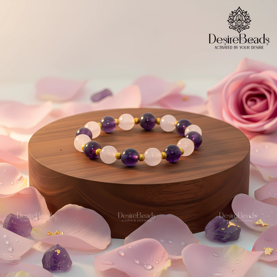DesireBeads Rose Amor Bracelet – Rose Quartz | Amethyst