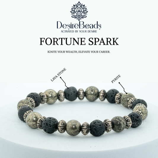 DesireBeads Fortune Spark Bracelet - Pyrite | Lava Stone