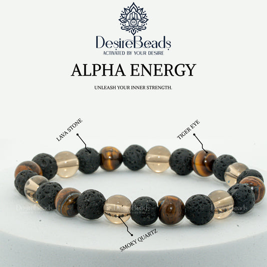 DesireBeads Alpha Energy Bracelet - Lava Stone | Smoky Quartz | Tiger Eye