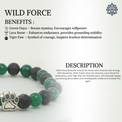DesireBeads Wild Force Bracelet – Green Onyx | Lava Stone