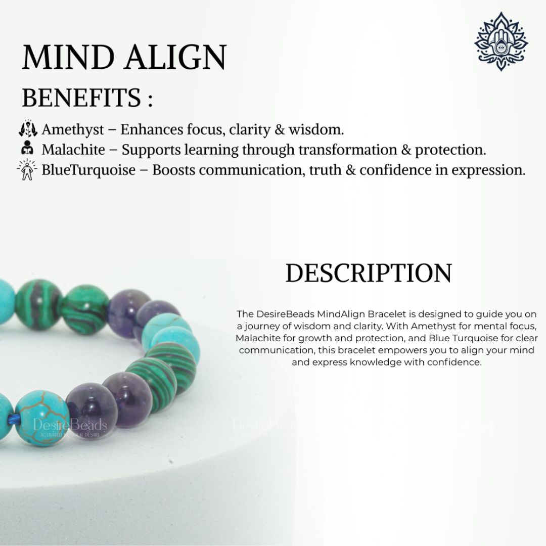 DesireBeads Mind Align Bracelet - Malachite | Amethyst | African Turquoise