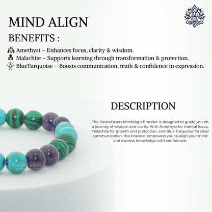 DesireBeads Mind Align Bracelet - Malachite | Amethyst | African Turquoise