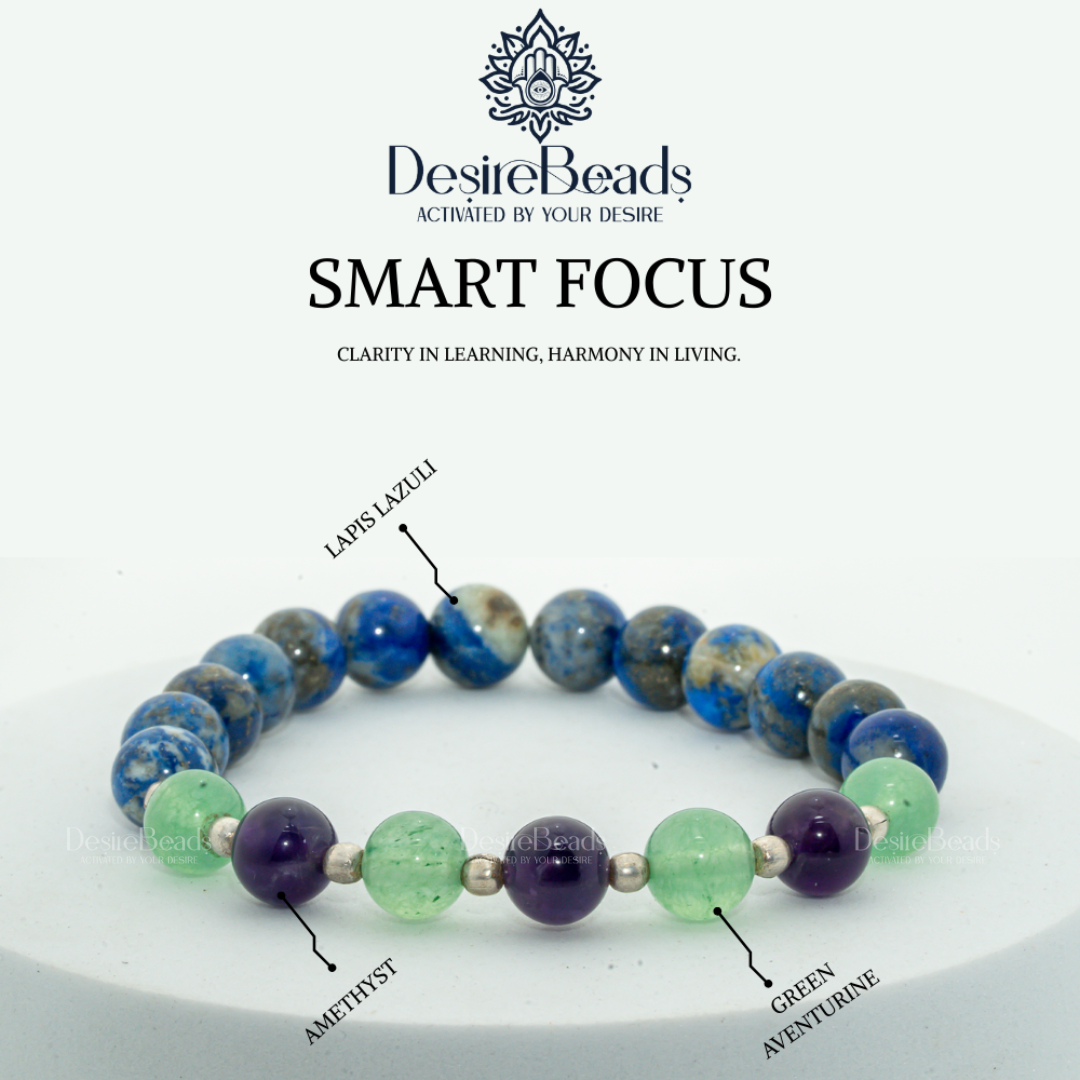 DesireBeads Smart Focus Bracelet – Aventurine | Lapis Lazuli | Amethyst