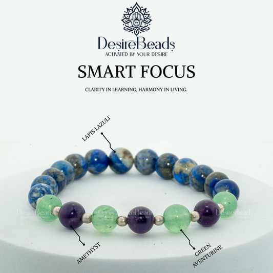 DesireBeads Smart Focus Bracelet – Aventurine | Lapis Lazuli | Amethyst