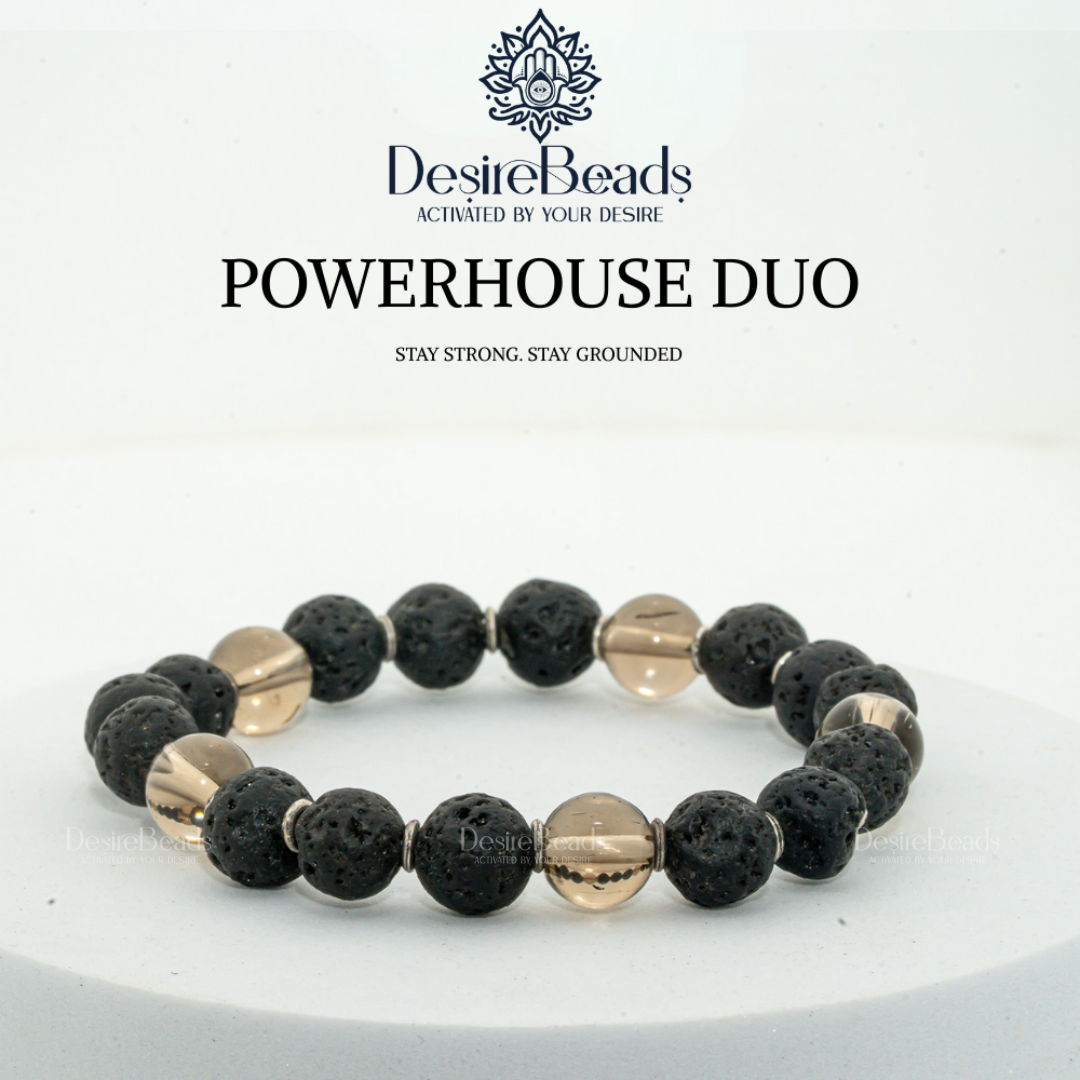 Power house duo - Smokey Quartz | Lava Stone