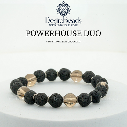Power house duo - Smokey Quartz | Lava Stone