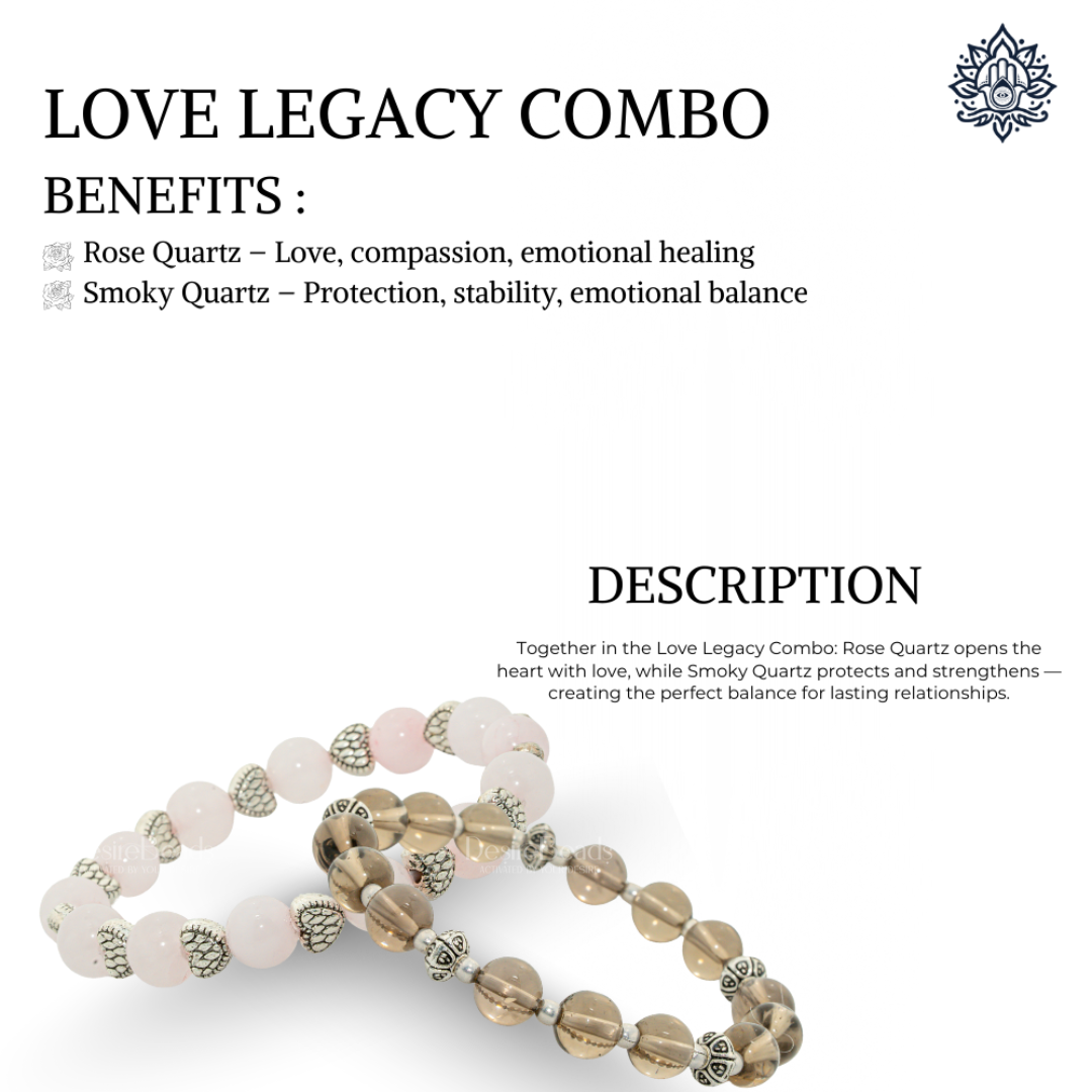 DesireBeads Love Legacy Combo - Rose Quartz for Her| Smoky Quartz for Him