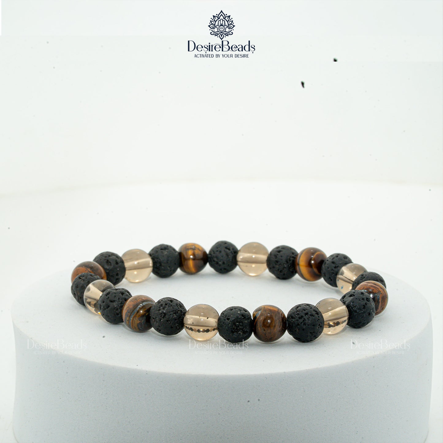 DesireBeads Alpha Energy Bracelet - Lava Stone | Smoky Quartz | Tiger Eye