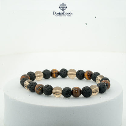 DesireBeads Alpha Energy Bracelet - Lava Stone | Smoky Quartz | Tiger Eye