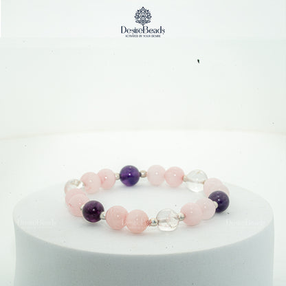 DesireBeads Amora Bracelet - Rose Quartz | Amethyst | Clear Quartz