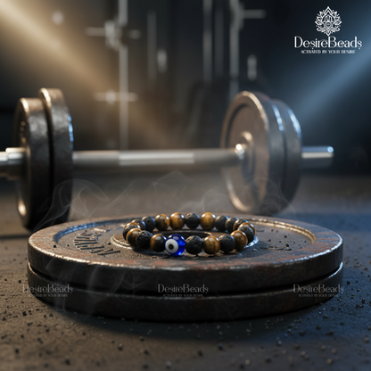 DesireBeads Focus Forge Bracelet - Lava Stone | Tiger Eye | Evil Eye