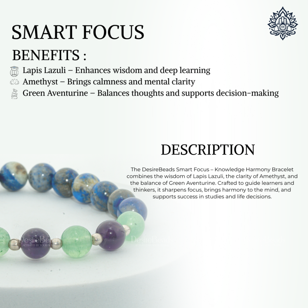 DesireBeads Smart Focus Bracelet – Aventurine | Lapis Lazuli | Amethyst