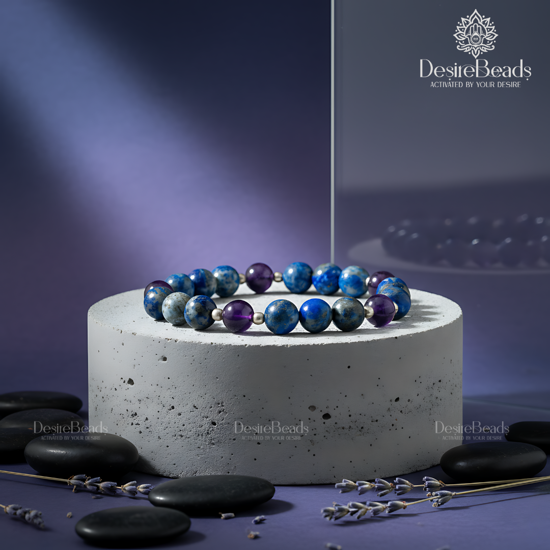 DesireBeads Knowledge Flow Bracelet - Amethyst | Lapis Lazuli