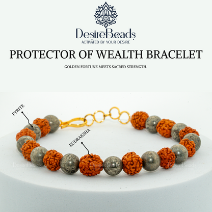 DesireBeads Protector of Wealth Bracelet – Rudraksh | Pyrite