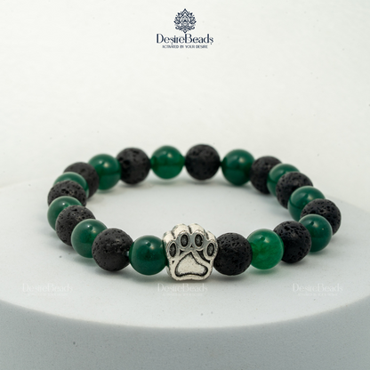 DesireBeads Wild Force Bracelet – Green Onyx | Lava Stone
