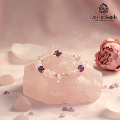 DesireBeads Amora Bracelet - Rose Quartz | Amethyst | Clear Quartz