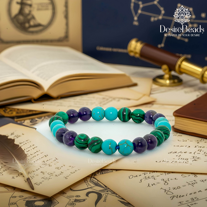 DesireBeads Mind Align Bracelet - Malachite | Amethyst | African Turquoise