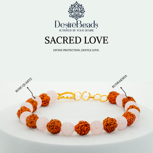 DesireBeads Sacred Love Bracelet – Rose Quartz | Rudraksh