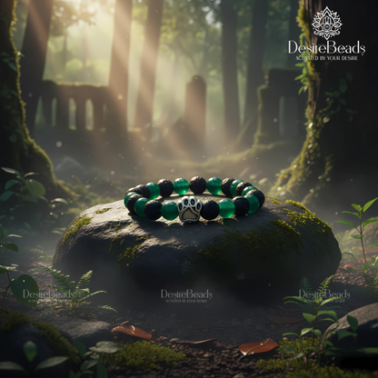 DesireBeads Wild Force Bracelet – Green Onyx | Lava Stone